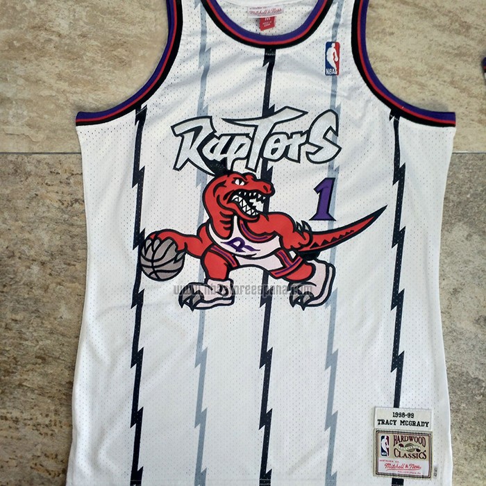 Camiseta Toronto Raptors Tracy McGrady NO 1 Mitchell & Ness 1998-99 Blanco